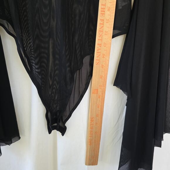 Women's XL Mesh Bodysuit Slinky Stretch Witchy Whimsy goth Grunge Vamp - Picture 6 of 10